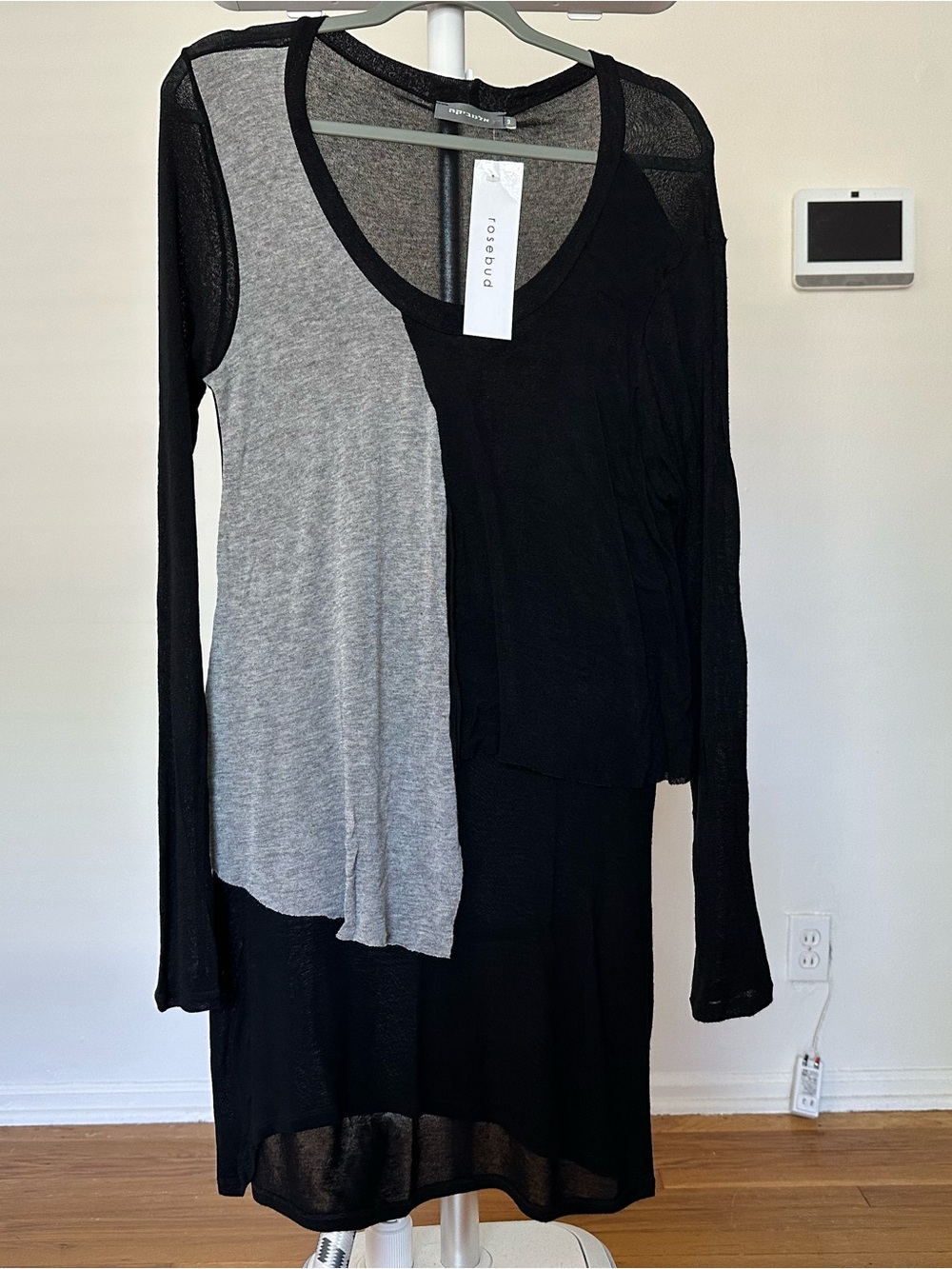 Rosebud Black and Gray Long Sleeve Colorblock Dress